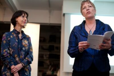 Coral Bracho and Katherine Pierpoint read together at the MPT launch party. Both Coral and Katherine took part in our first World Poets' Tour in 2005 and they were delighted to be reuninted once again for this tour.
